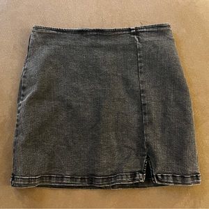 grey denim mini skirt